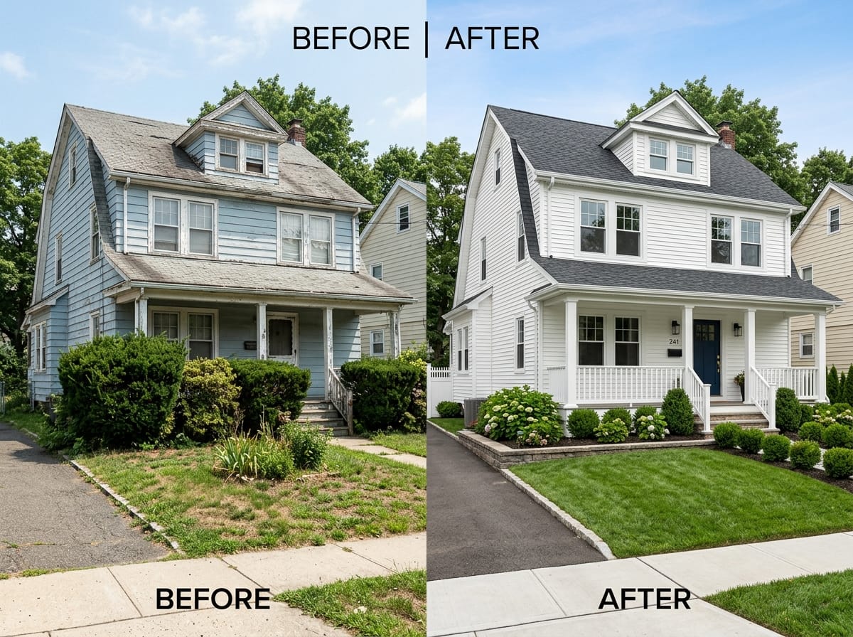 Professional photograph before after by Premium Siding Newark